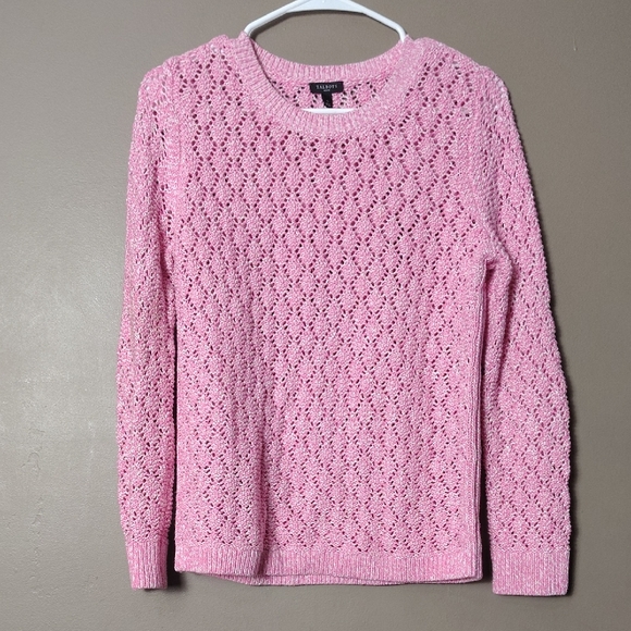 Talbots Pink Crochet Style Sweater Size SP - Picture 1 of 7